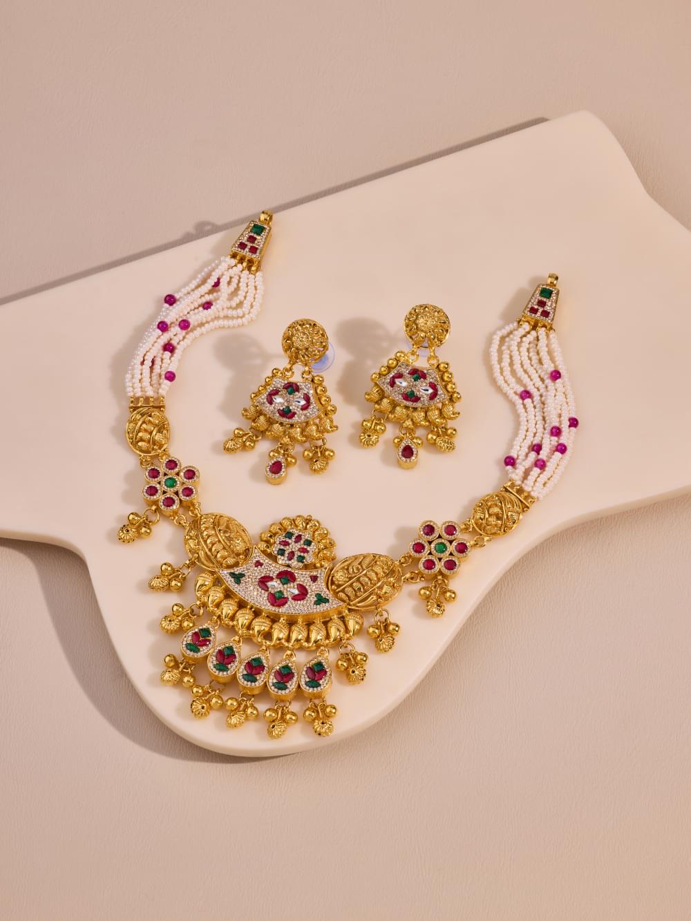 Amulya Pearl-Strand Choker Set