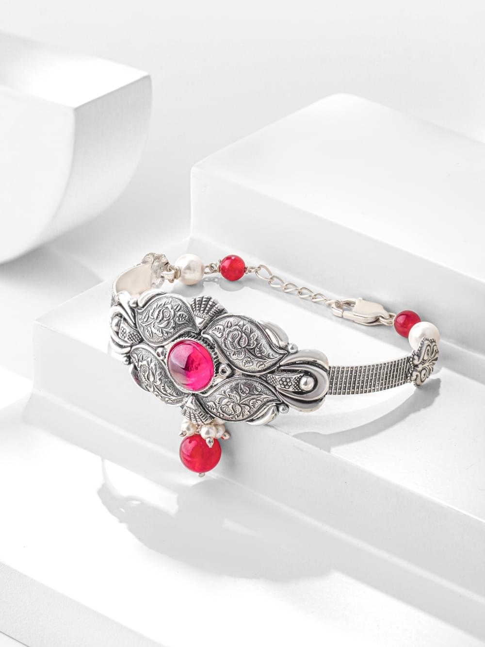 AN Ruby-Red Floral Bracelet