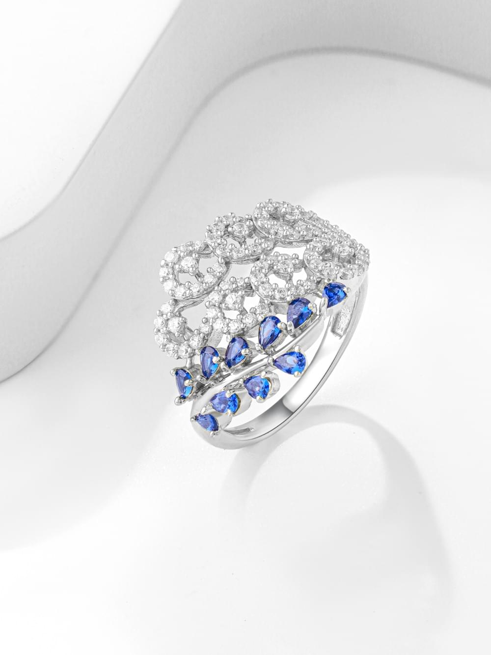 PC Sapphire Cluster Ring